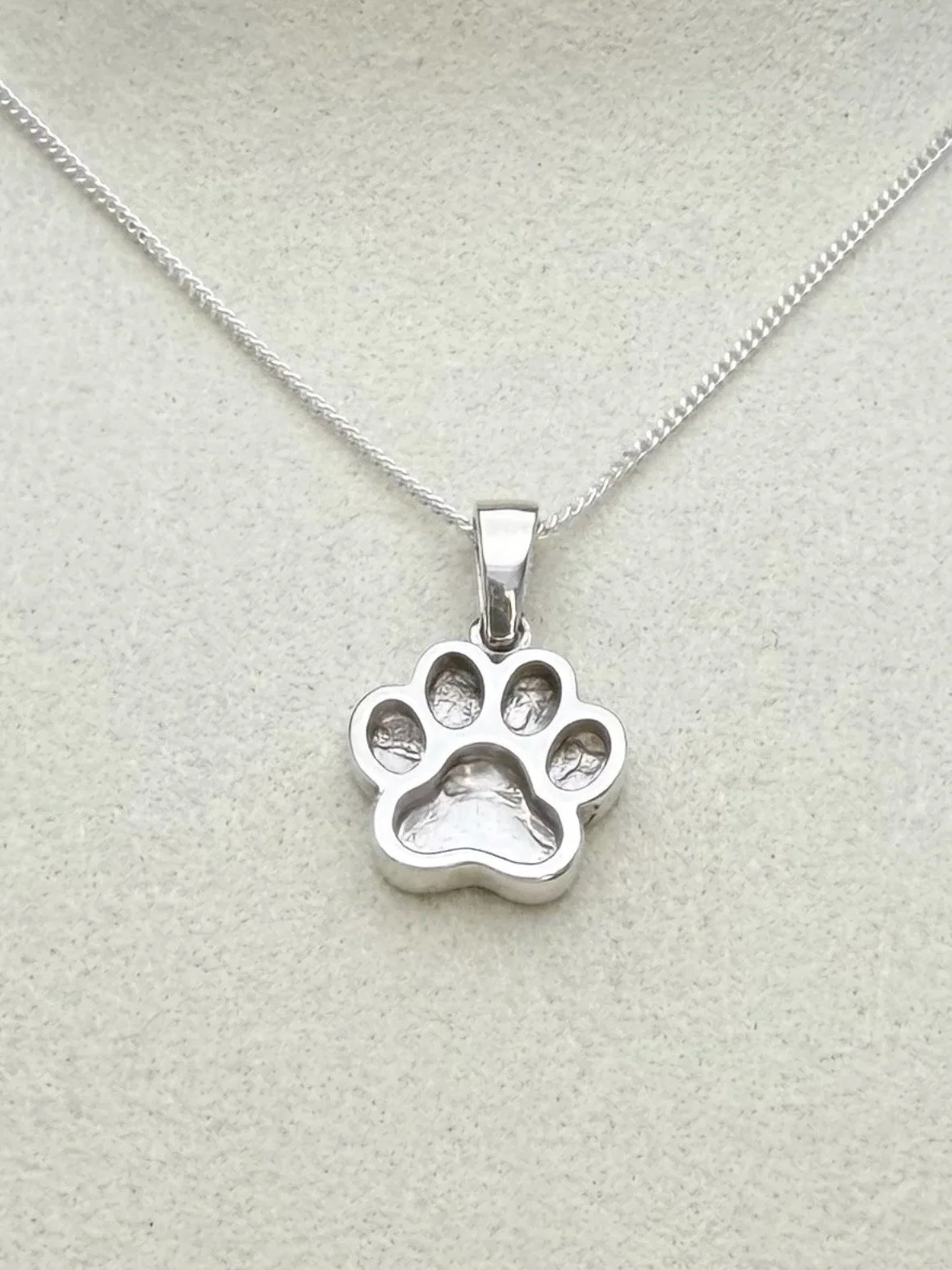 Sterling Silver Paw Print Memorial Necklace