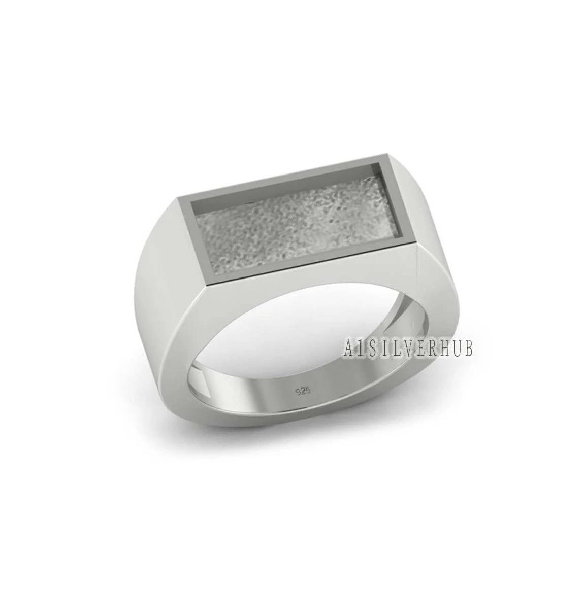 Sterling Silver men’s Rectangular Texture Ring