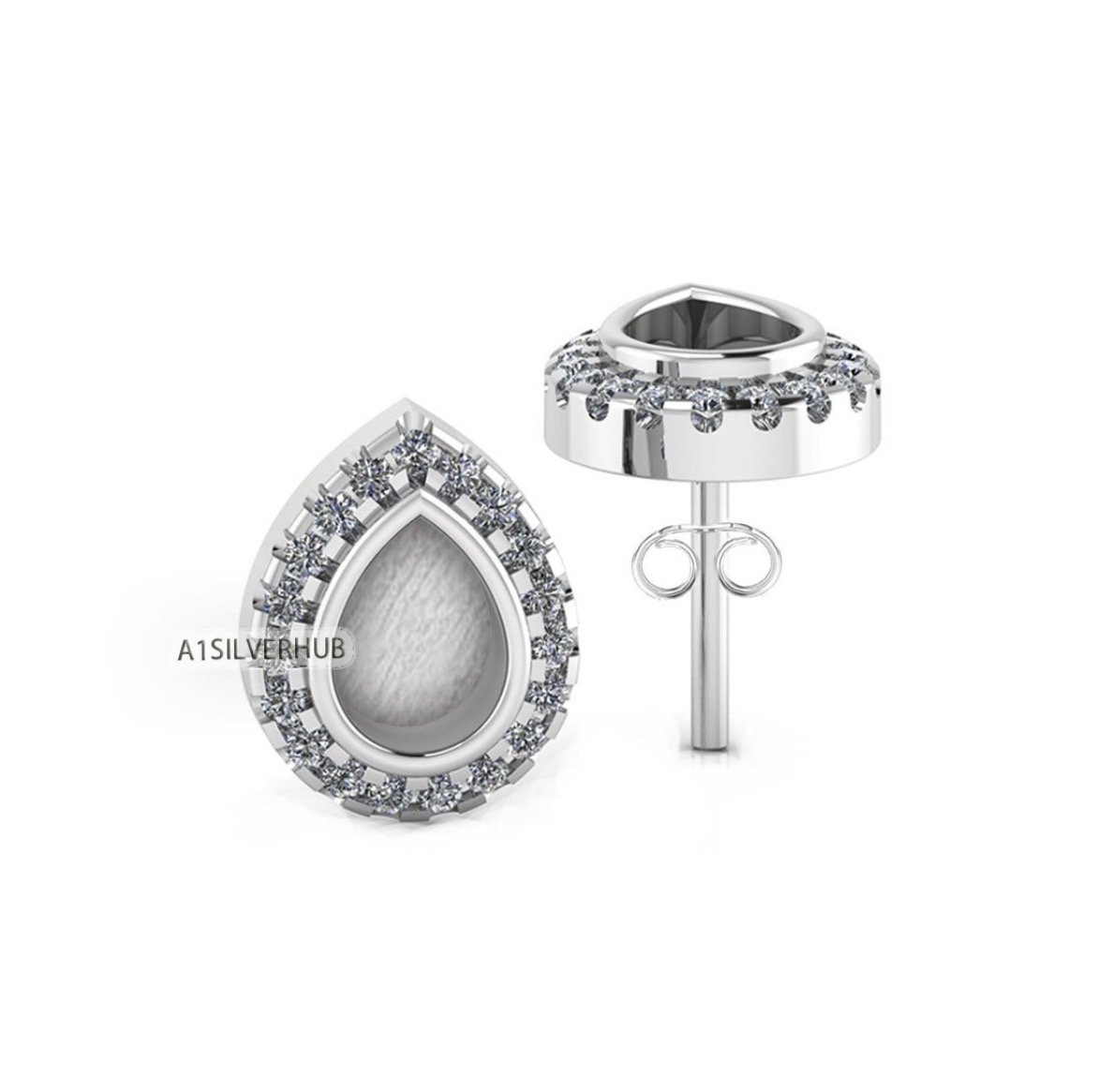 Teardrop Cubic Zirconia Sterling Silver Earrings
