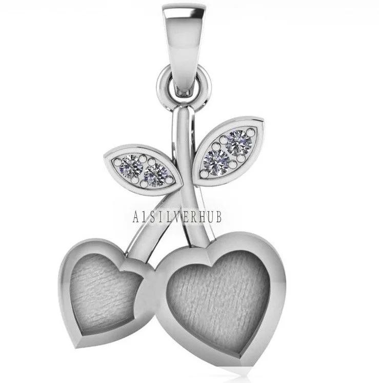Double Heart Cherry Memorial Necklace