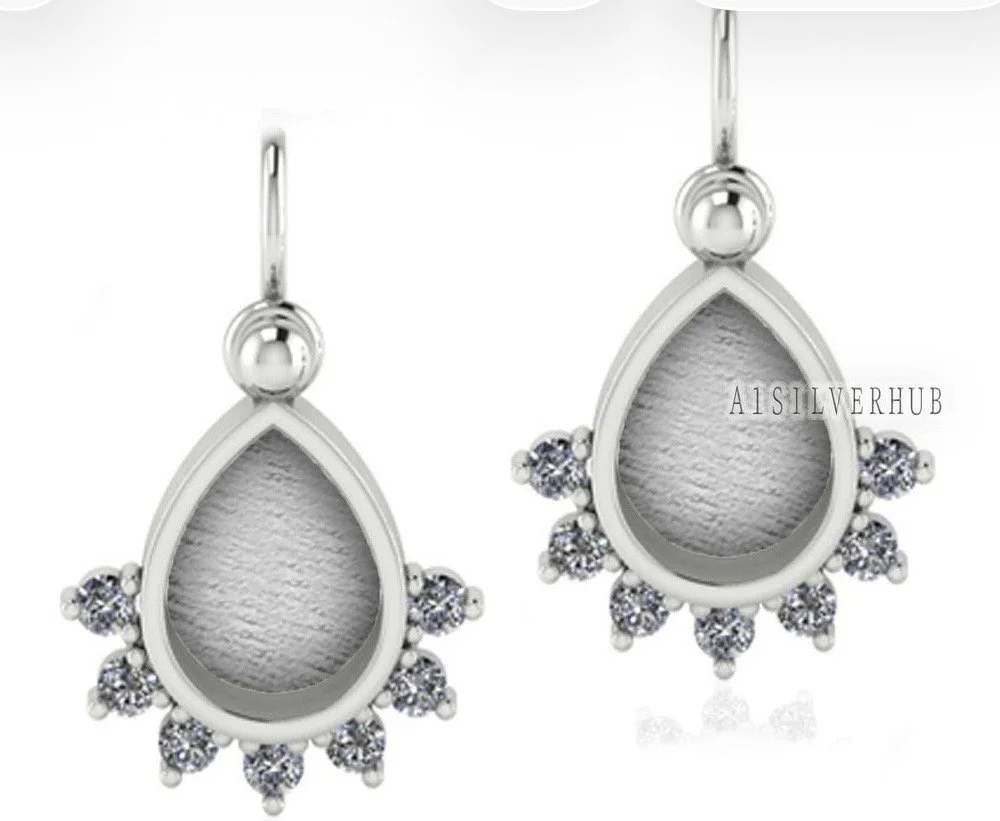 Sterling Silver Teardrop Crystal Earrings