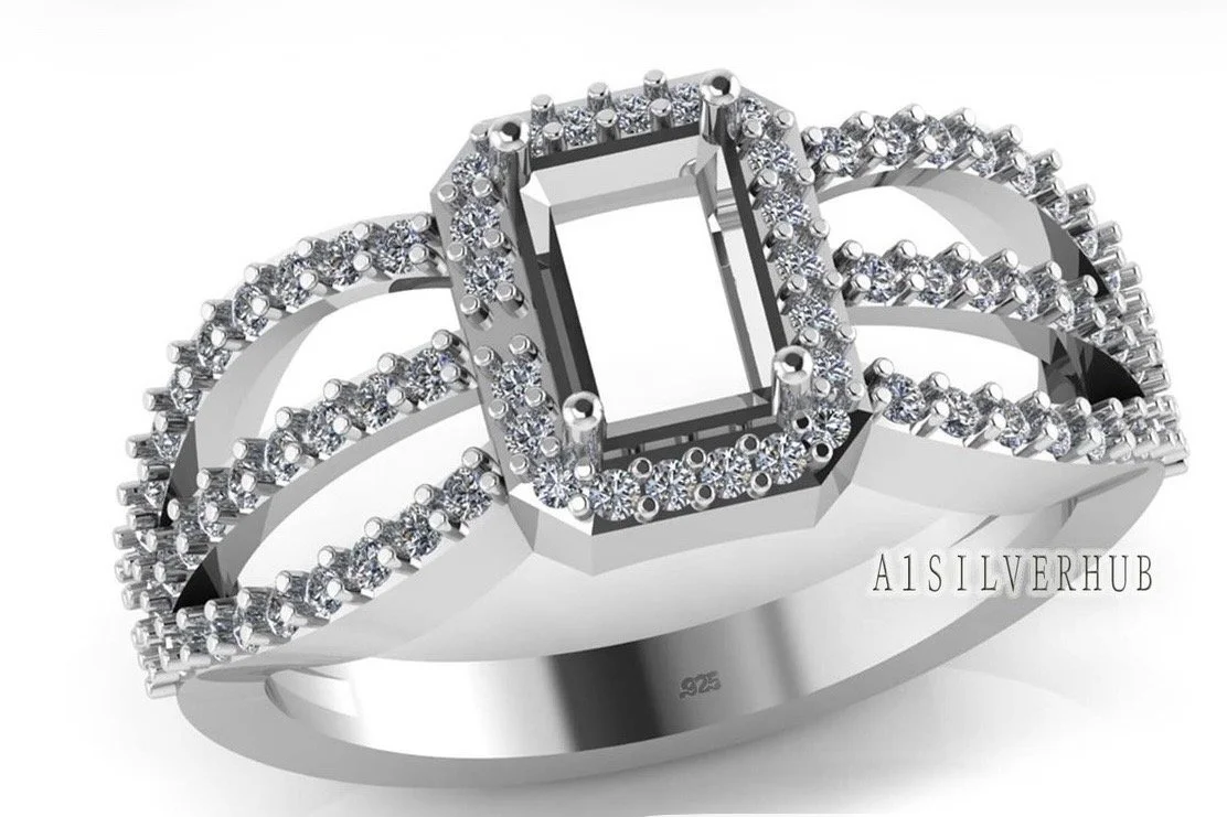 Radiant Elegance Geometric Sterling Silver Ring