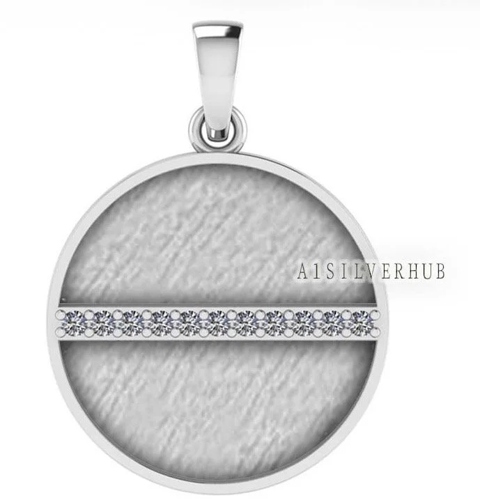 Sterling Silver Memorial Pendant with Cubic Zirconia