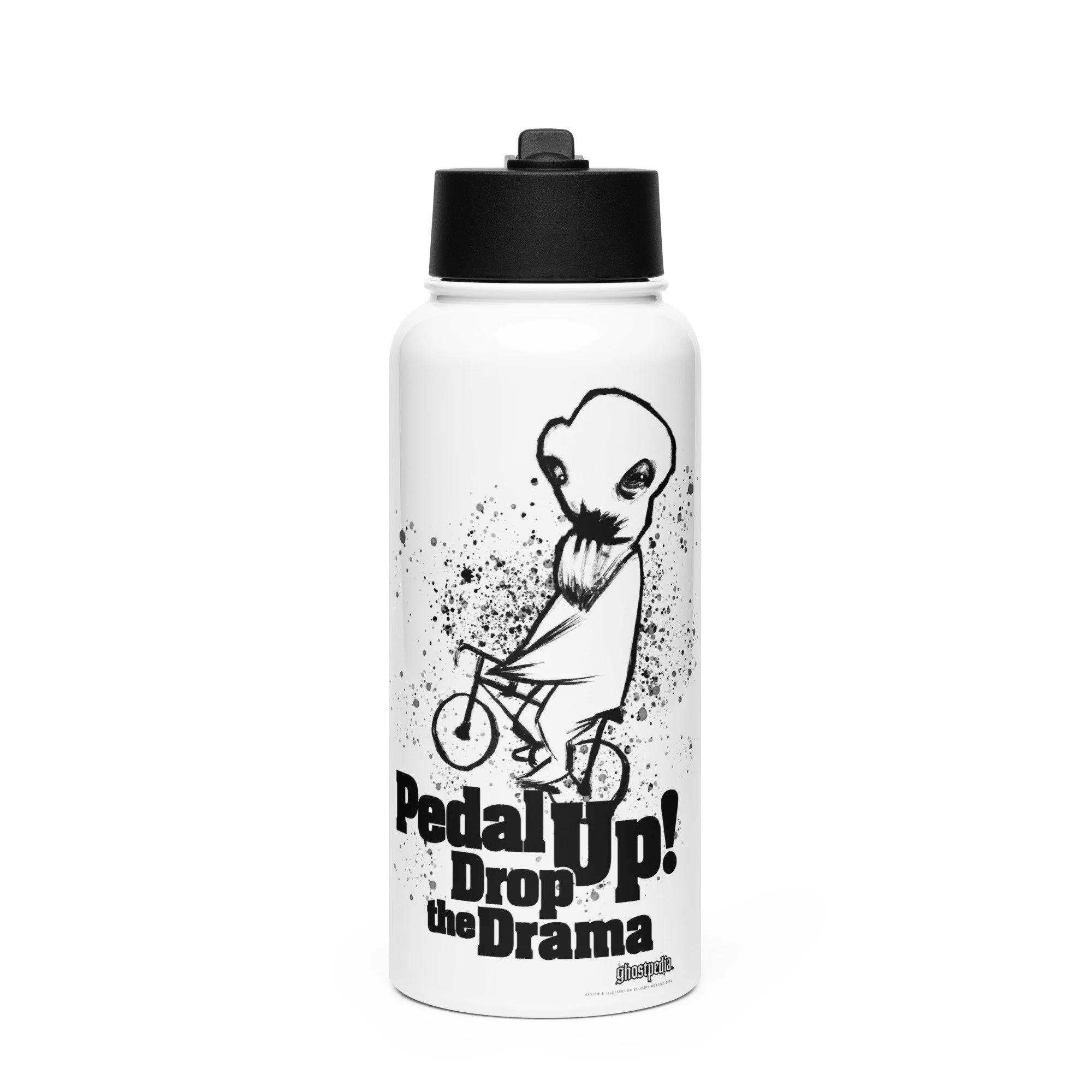 Stainless steel water bottle with a straw lid