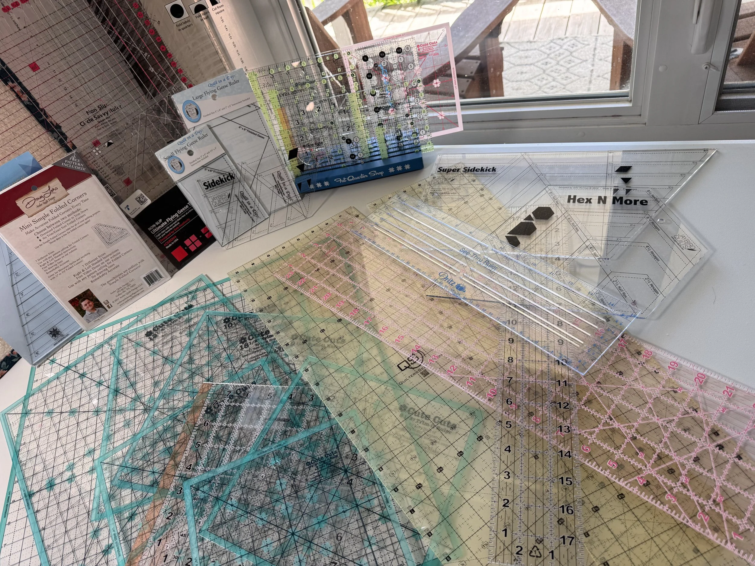 Rulers and measuring tools used for sewing and quilting