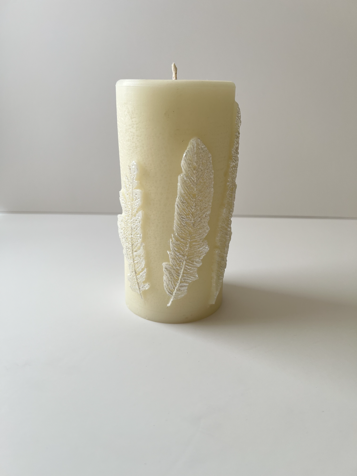 Feather Pillar Candle