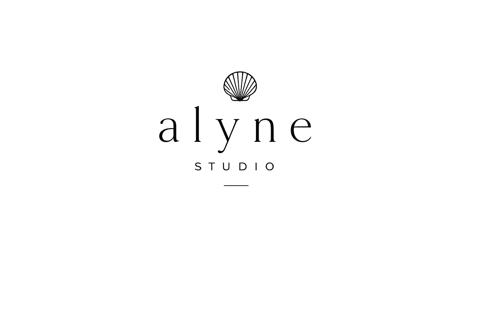 Logo for Alyne Studio featuring a seashell icon above the company name.