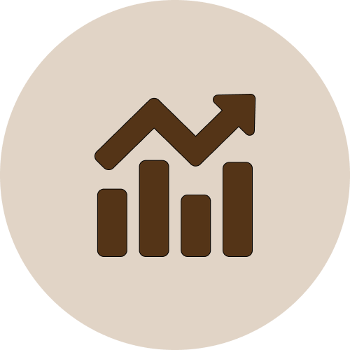 Icon of a bar chart with an upward trend arrow, representing growth or progress.