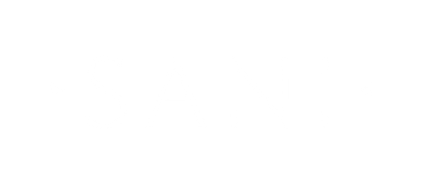 Close-up of text that says 'SANI' with stylized quotation marks on a black background.
