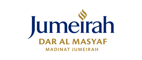 Jumeirah logo with gold Arabic calligraphy and Arabic text underneath.