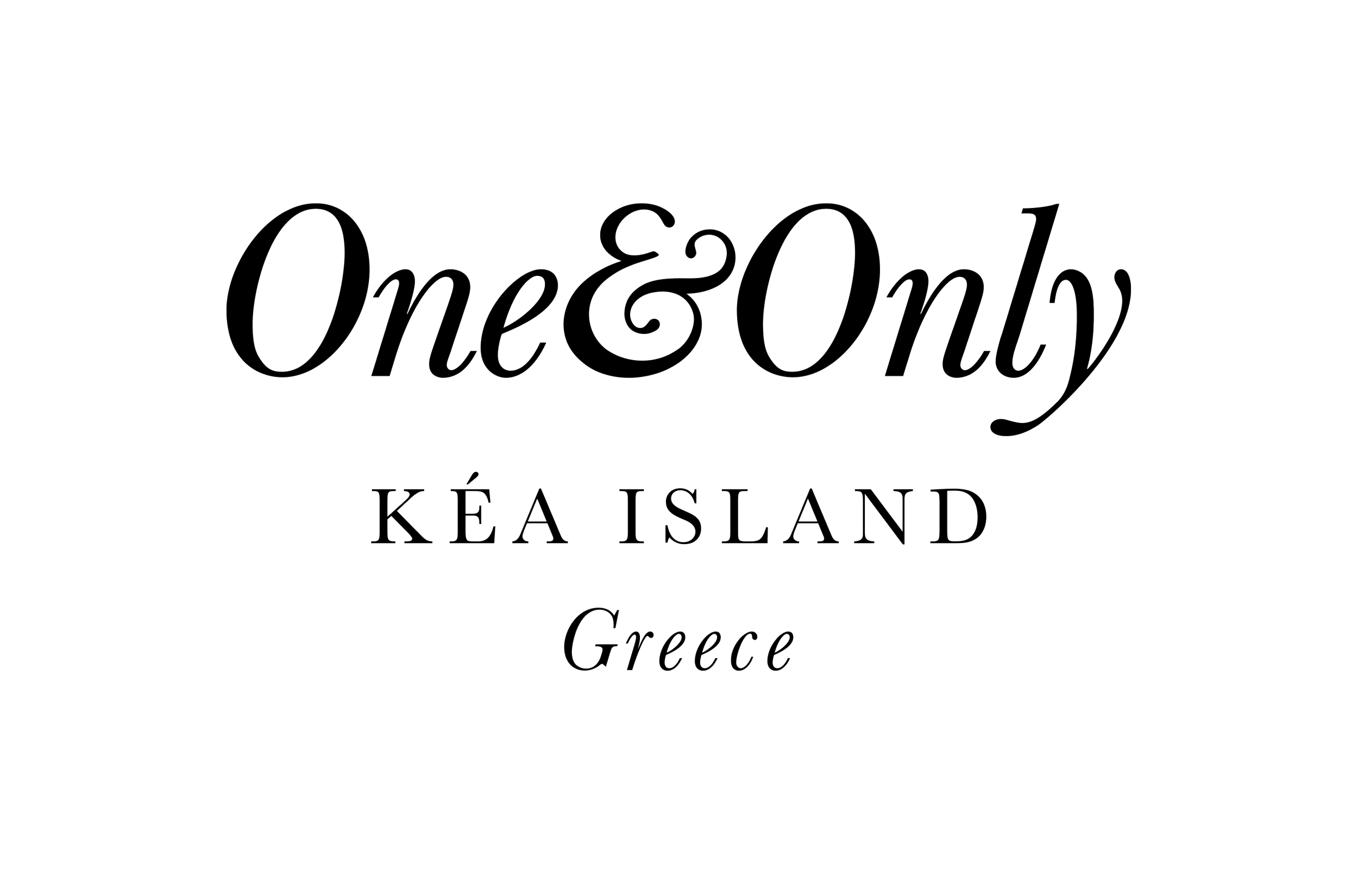 Poster with text that reads 'One&Only Kéa Island Greece' in decorative cursive font.