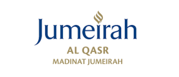 Logo featuring the words "Jumeirah Al Qasr" with the tagline "Madinat Jumeirah" below it, and a gold and yellow decorative line.