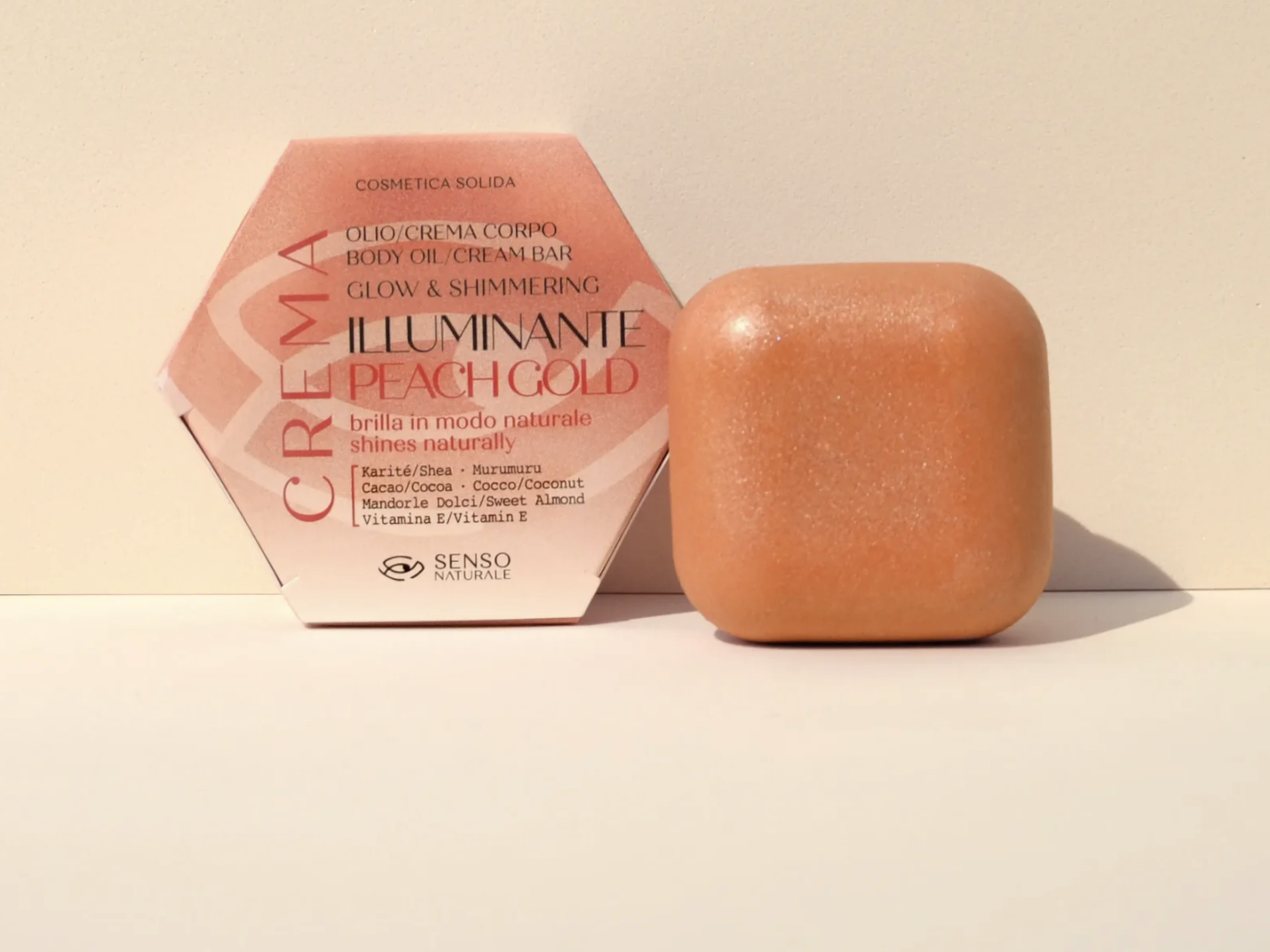 Olio Solido Corpo Peach Gold — Crema Illuminante | Bubble House