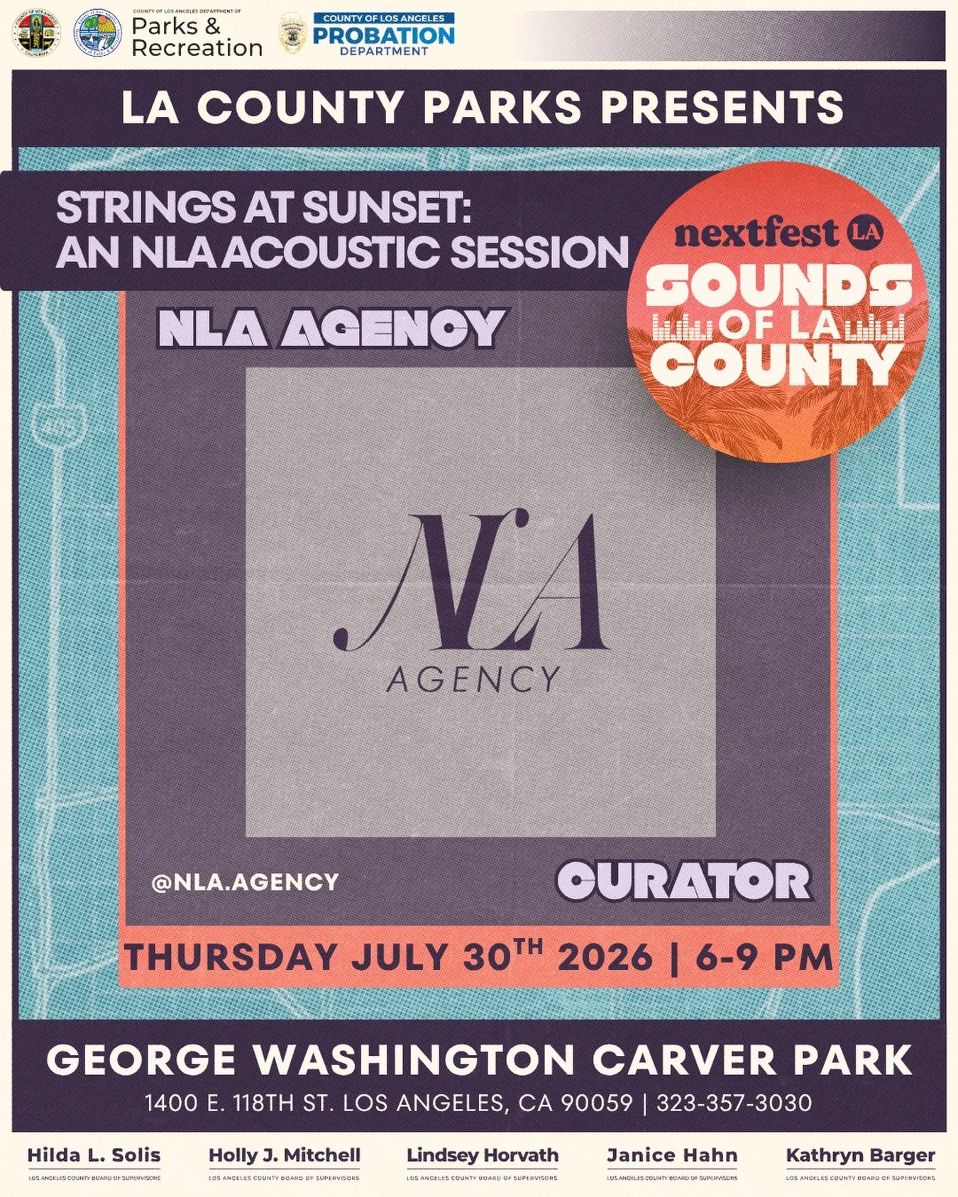 NLA Agency have curated an intimate acoustic R&amp;B session at George Washington Carver this July 30th!

Founded in 2016, NLA Agency began with a simple, vital mission: helping independent creators navigate an unforgiving industry. At NLA, they don&