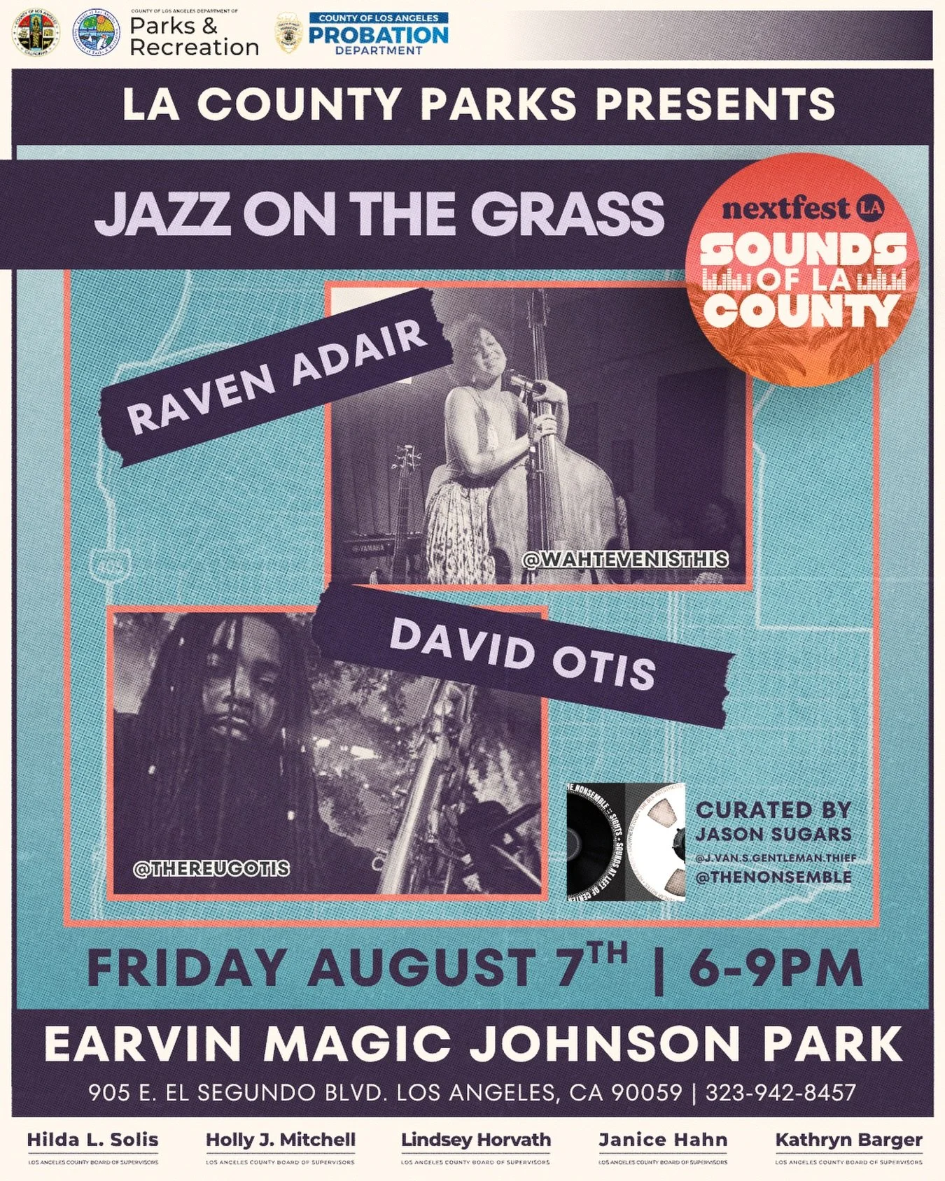 Jazz in the Grass with music curated by Jason Sugars.

Jason&rsquo;s vision is all about creating an accessible, sophisticated, and high-energy space where the community can gather and heal through sound.

🎶 FEATURING:
▷ Raven Adair
▷ David Otis

En