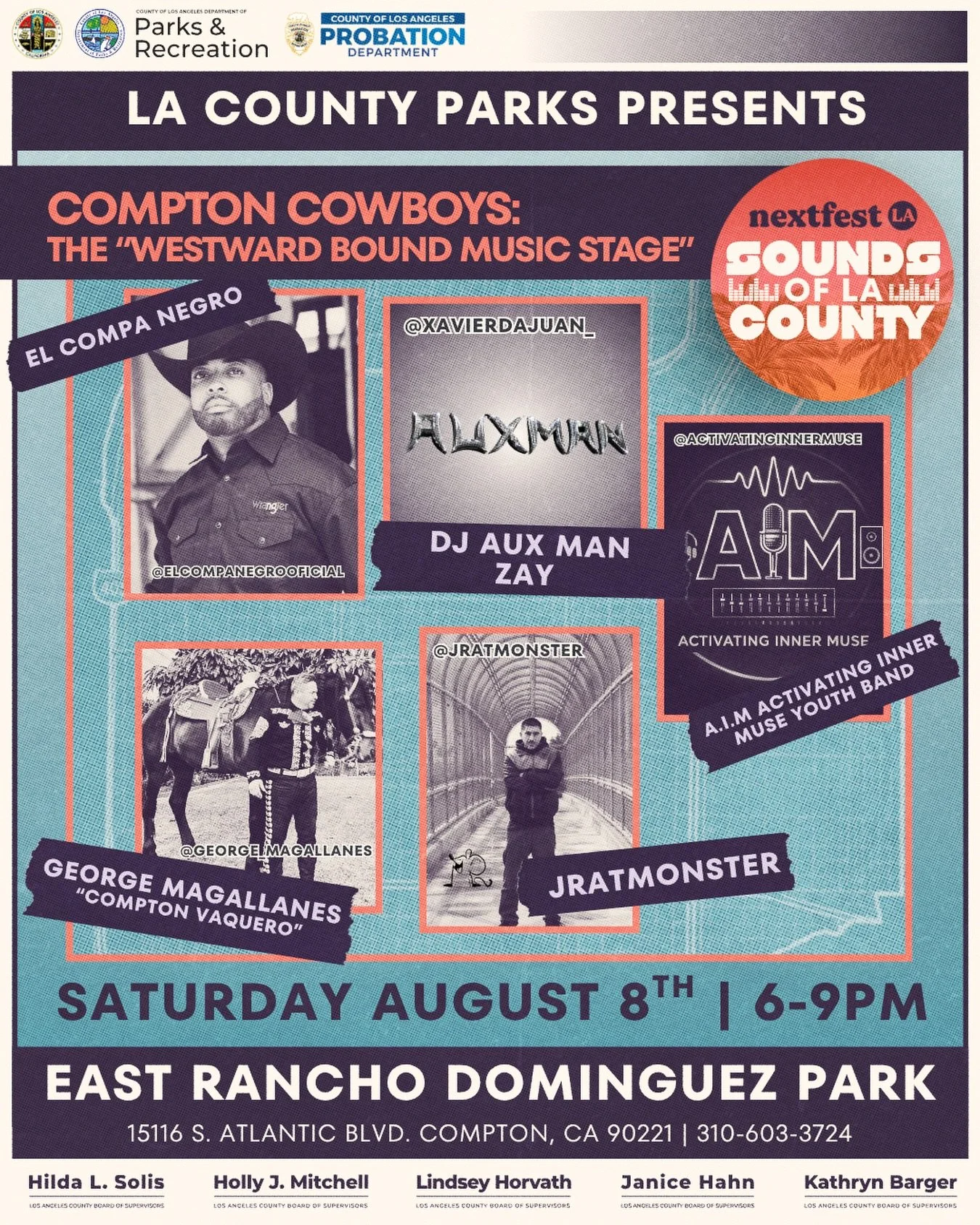 An exciting evening of COMPTON COWBOYS: The &ldquo;Westward Bound Music Stage&rdquo; curated by Randy Savvy &amp; Compton Cowboys.

This stage&rsquo;s summer rotation includes regional Mexican banda, West Coast hip-hop, Top 40 youth jams, and authent
