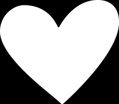 A white heart shape with a black background.