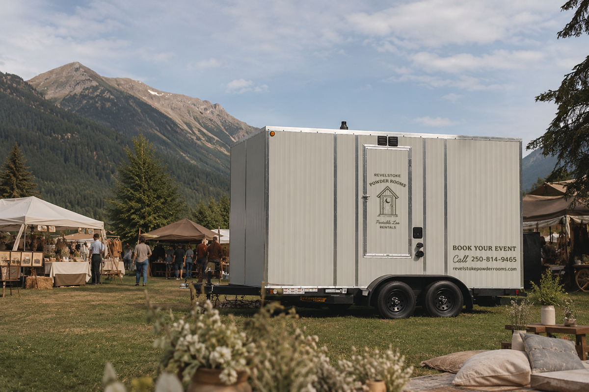 Revelstoke's only local luxury portable restroom rental for weddings, parties and festivals.