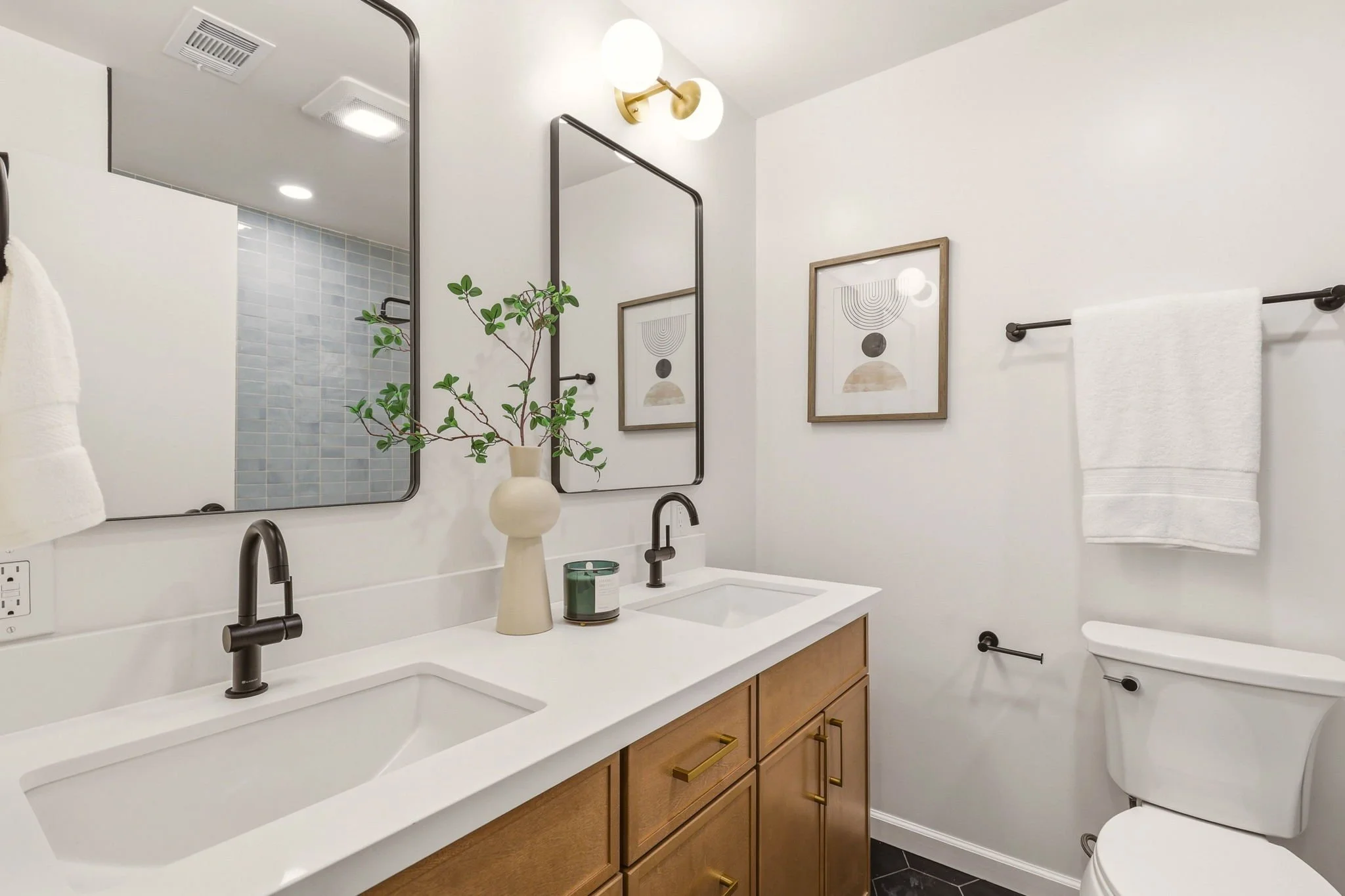 Remodeled Hall Bathroom with Double Vanity