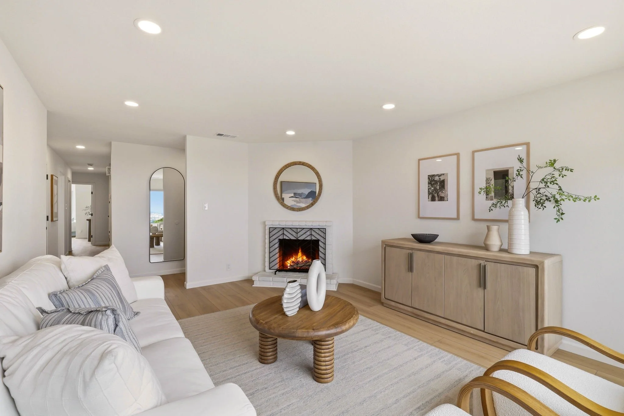 Updated Living Room with Fireplace