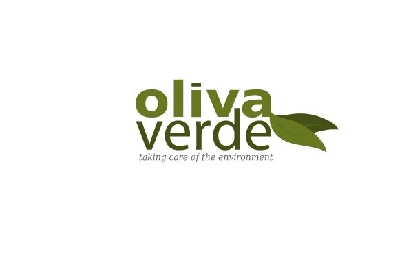 Oliva Verde logo with green text and two green leaves, and the tagline 'taking care of the environment'.