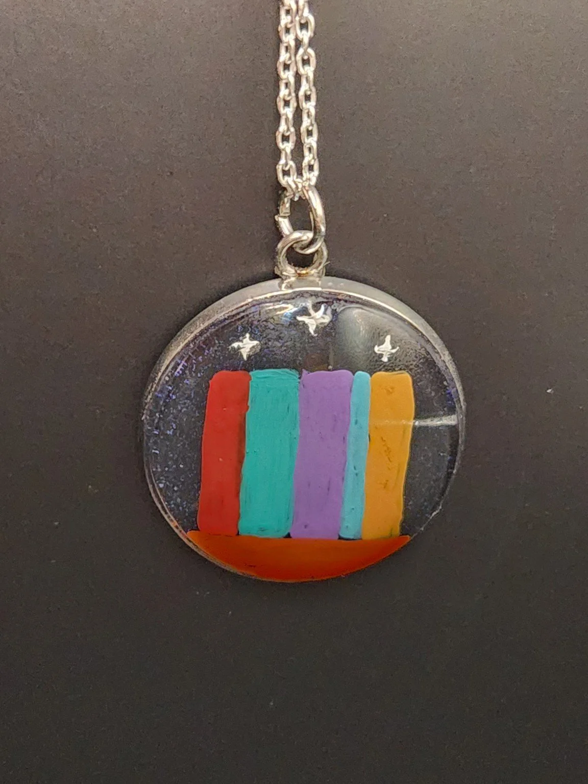Original ACOTAR-inspired book art pendant hanging from a silver-tone chain. Chain not included.