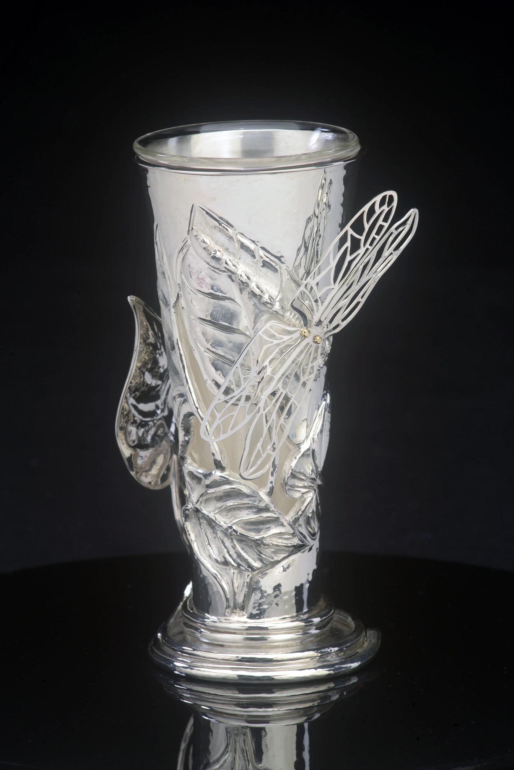 Taro Leaves & Dragonfly Bud Vase
