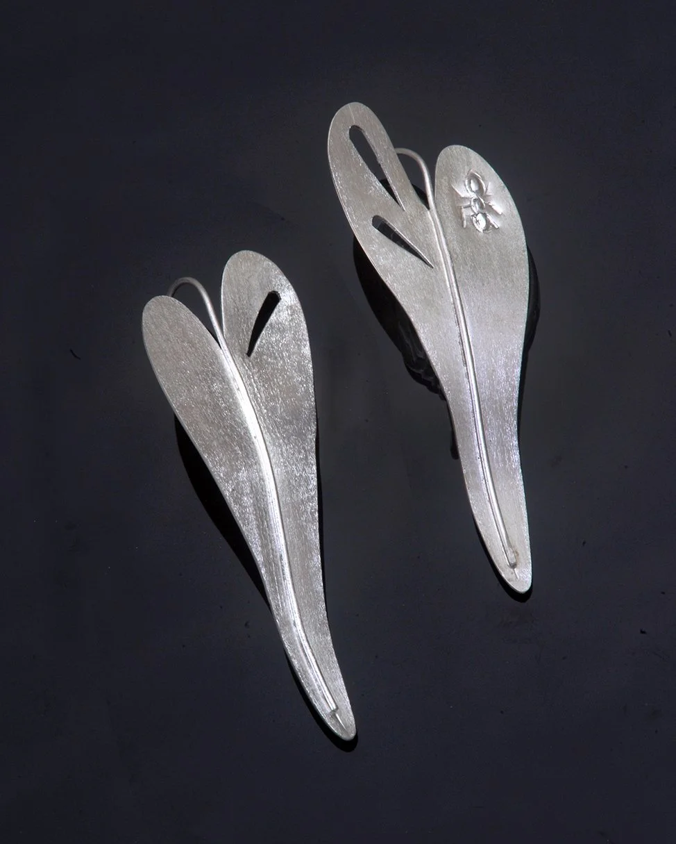 Calla Lily Leaf Earrings w/ant