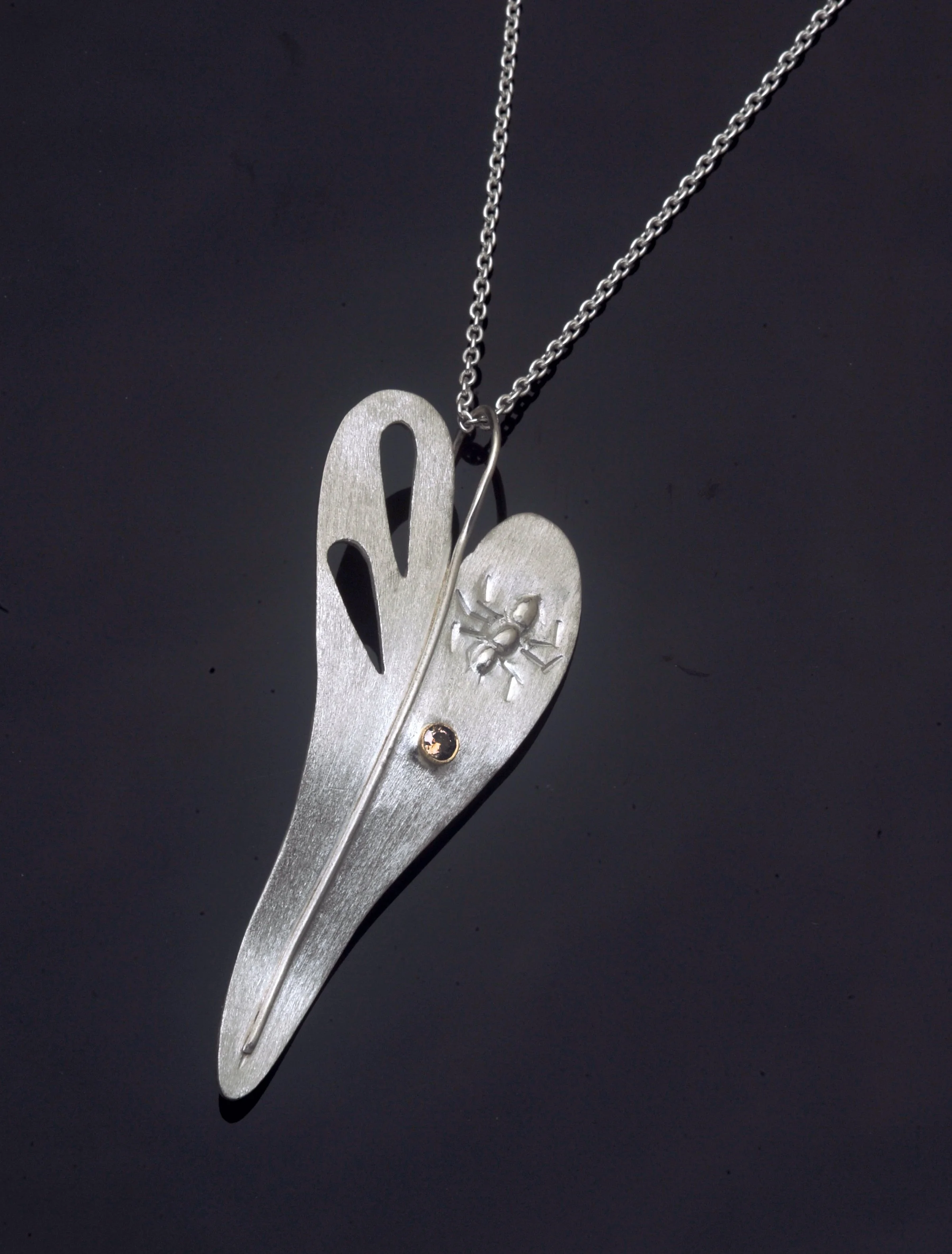 Calla Lily Leaf Pendant w/Ant