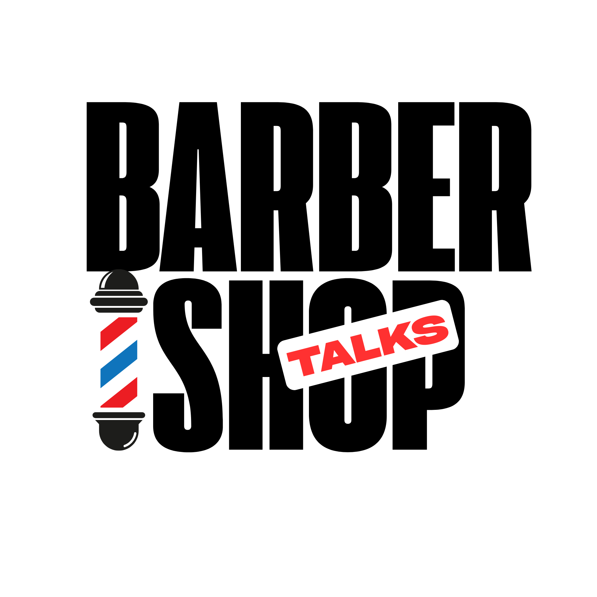 Black bold text saying 'DAD' with a classic barber pole and a barber's straight razor.