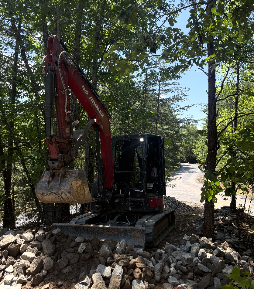 Forestry mulching completed on an overgrown property in Simpsonville, South Carolina.