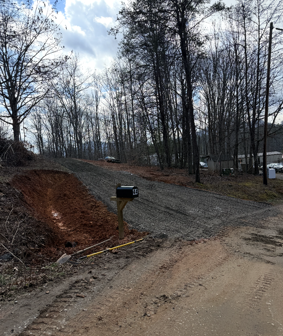 Driveway and site work completed in Greer, South Carolina.