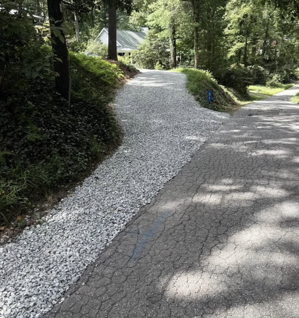 Gravel driveway installation completed in Fountain Inn, SC with long-lasting results.
