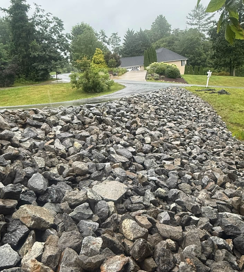 House pad construction completed in Fletcher, NC preparing land for new home construction.
