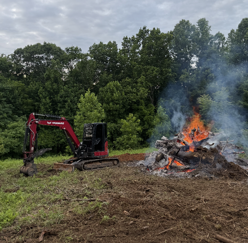 Residential site preparation completed for a new construction project in Greenville, South Carolina.