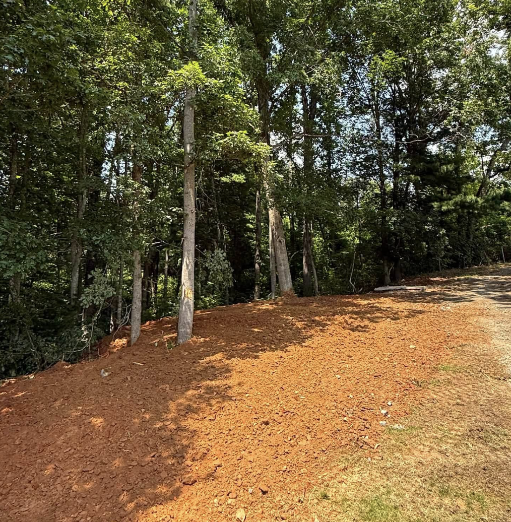 Completed final grading project by M&S Land Management on a wooded property in Weaverville, North Carolina.