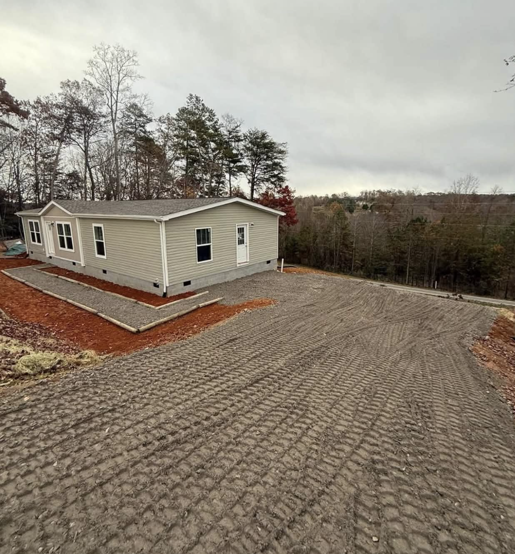 House pad preparation completed in Hendersonville, NC with accurate grading.