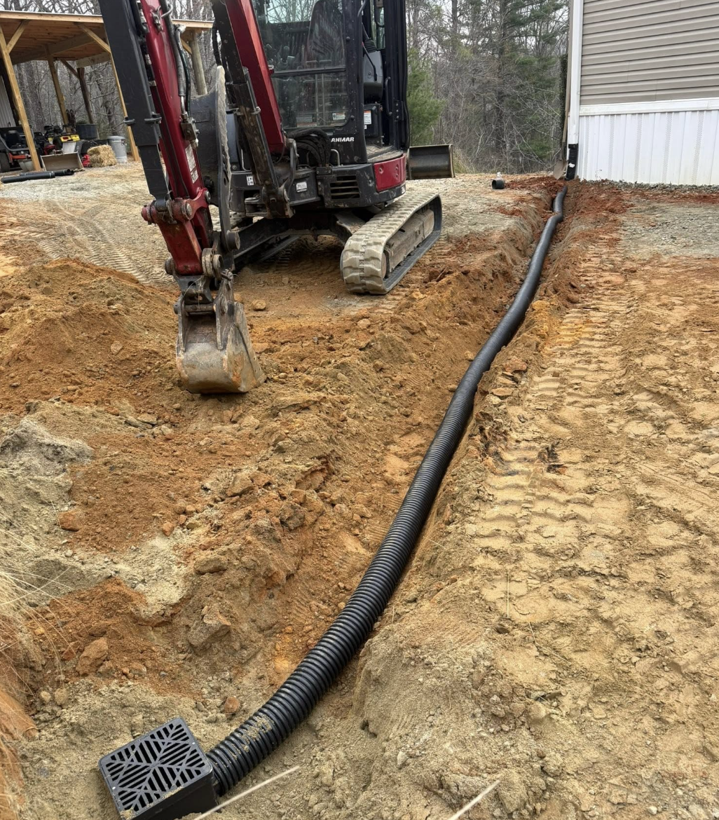 Property drainage improvements completed in Simpsonville, South Carolina.