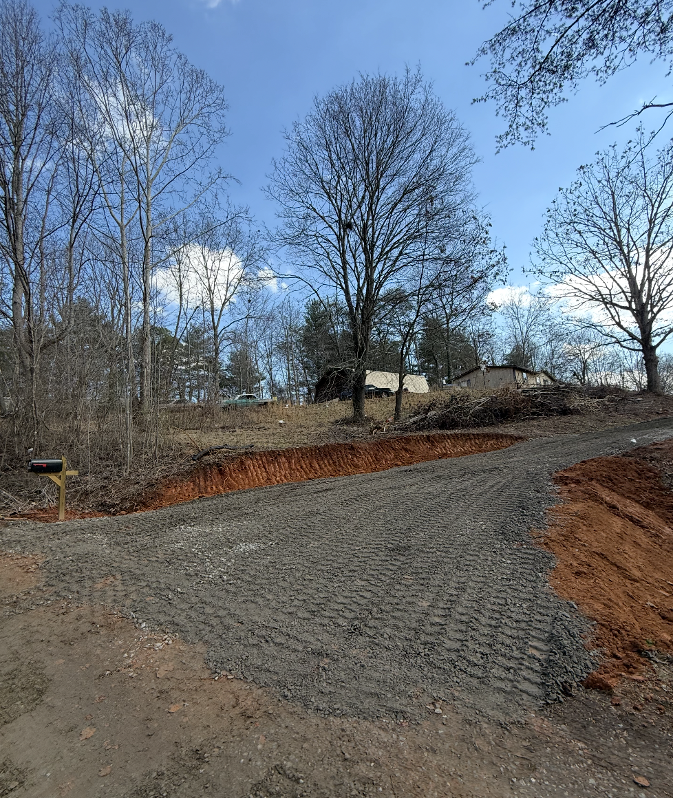 Gravel driveway installed for a new home in Greenville, South Carolina.