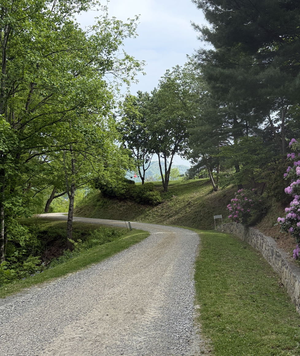 Gravel access road installation in Western North Carolina.