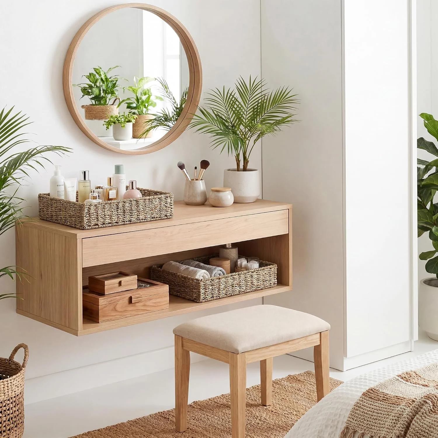 Even if the seagrass baskets are out of your budget (they are for me) you can accomplish similar looks around your house!
