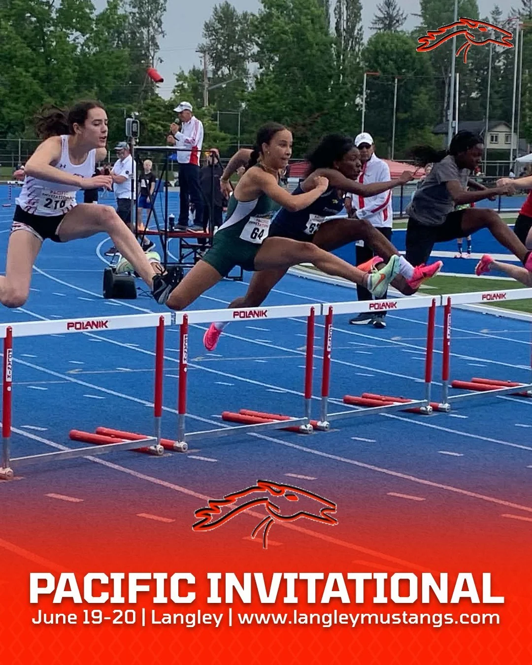 Registration at trackie.com  Info: www.langleymustangs.com  Mcleod Stadium, home of the Canadian National Championships &amp; BC High School Championships.  Limited entries.