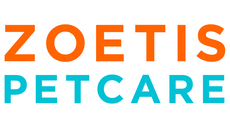 Zoetis Petcare logo in orange and blue text on a white background.