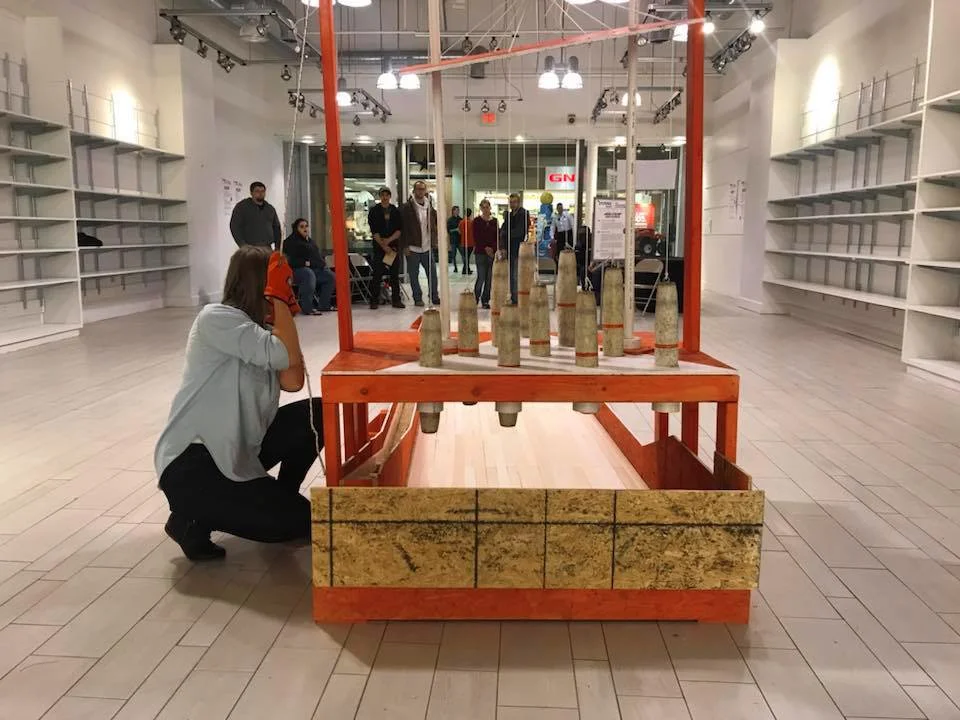 back view of DIY bowling alley project "Mainstream" in Muncie Mall