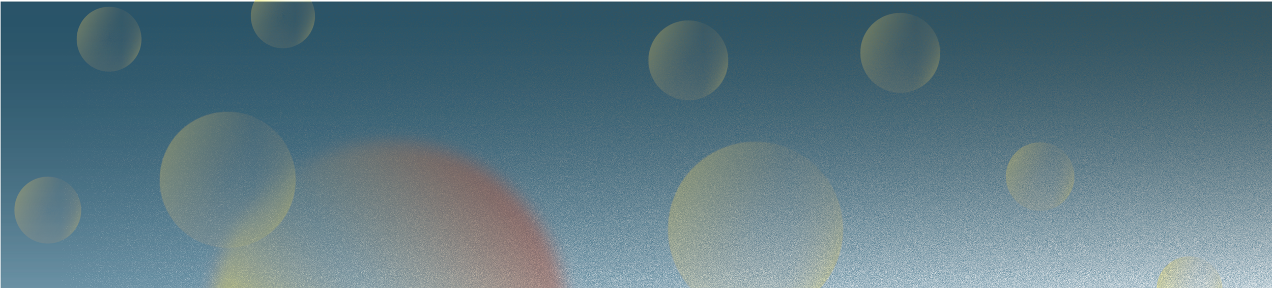 many orbs in transparent warm toned gradients on teal background
