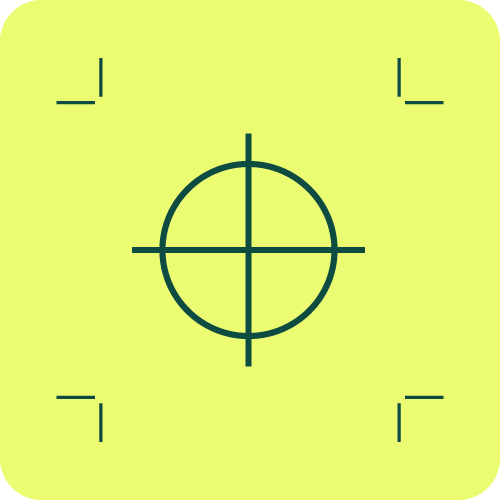 A green reticle or crosshair sight pattern on a yellow background.