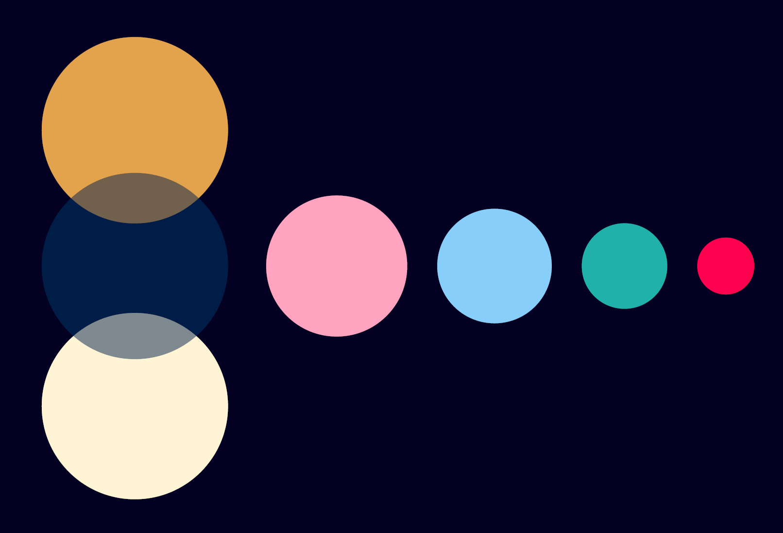 project palette with circular hierarchical demonstration of relative values in colorway
