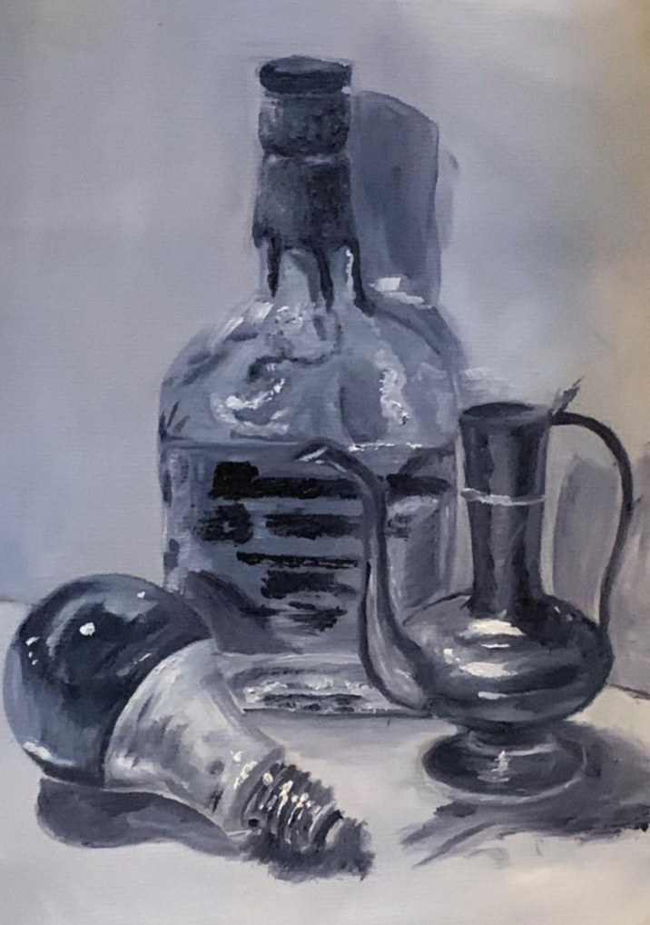 "Study of a Bottle", Oil on Paper, 11 x 14, 2020