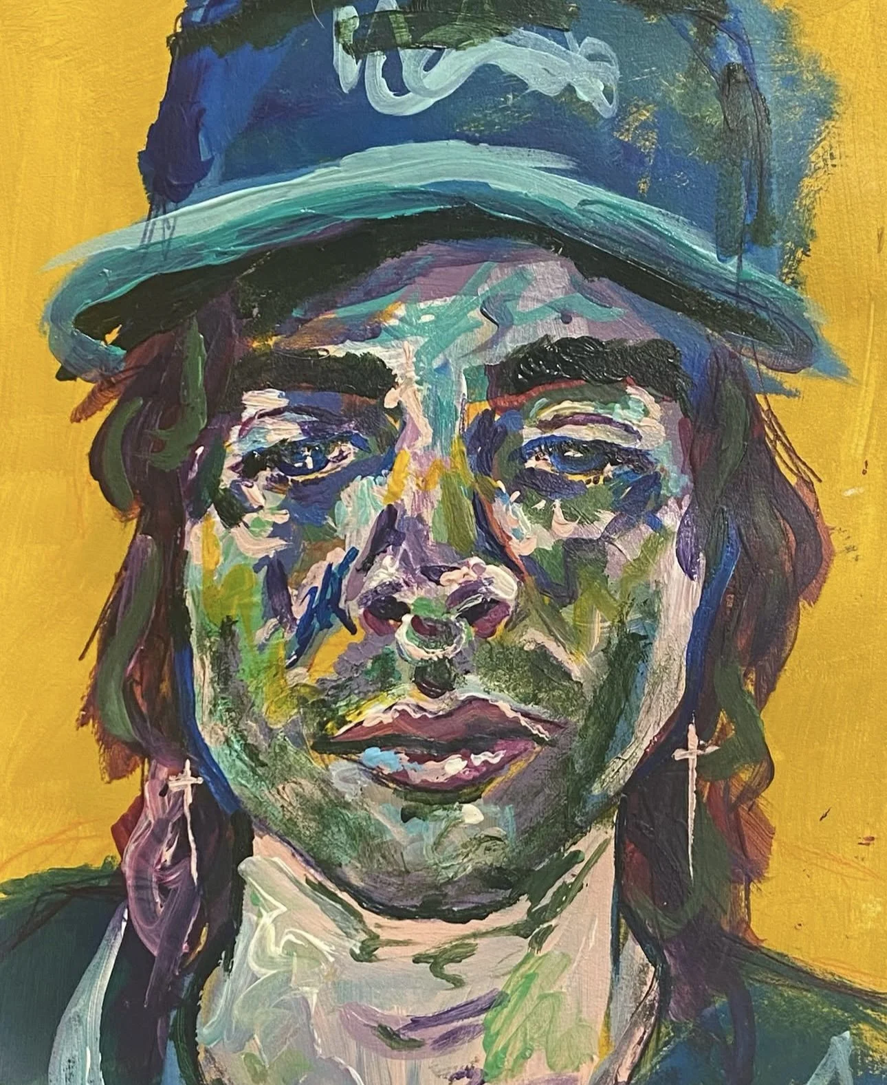 "Miles", Acrylic on Paper, 5 x 7, 2024