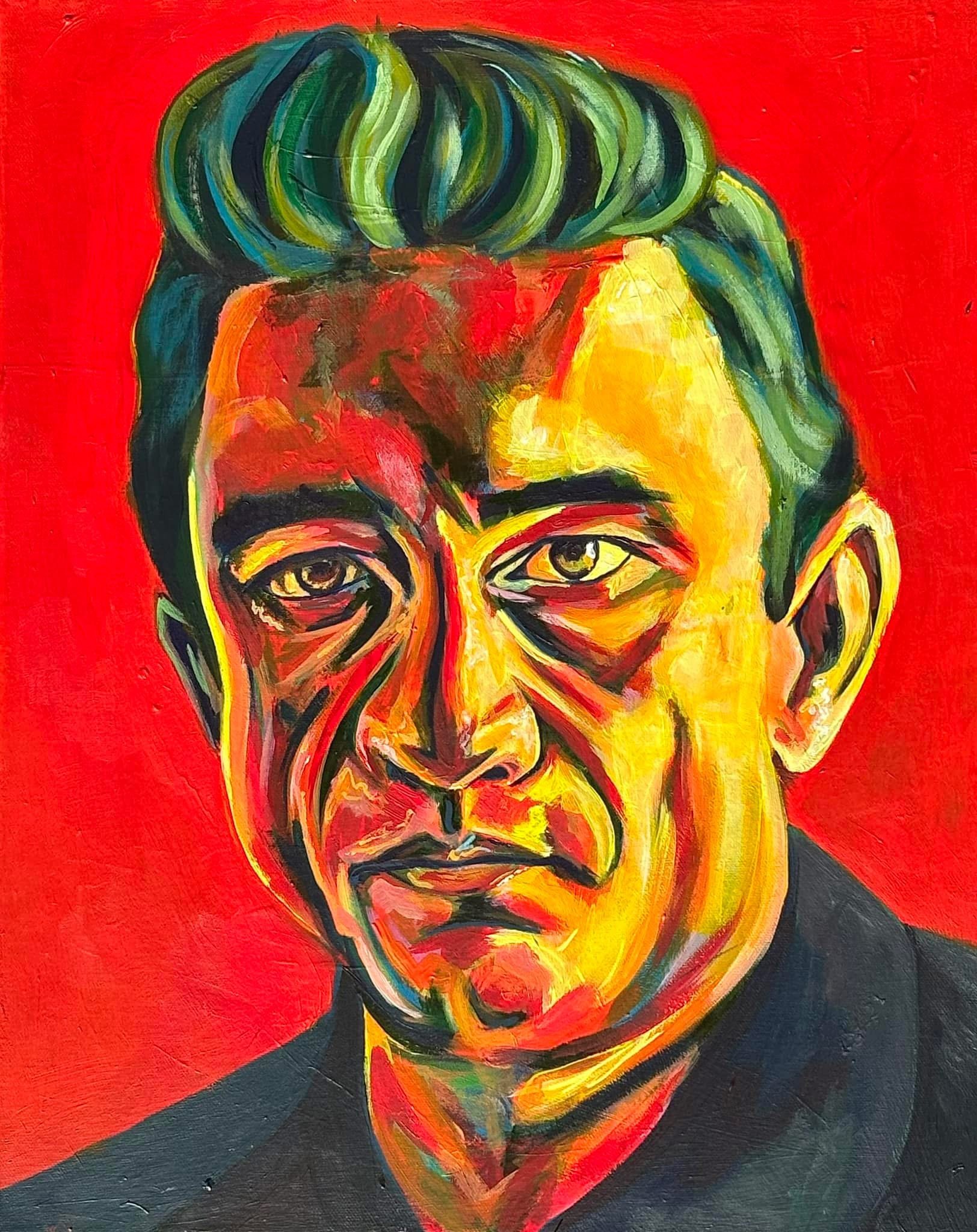 "Johnny Cash", Acrylic on Canvas, 16 x 20, 2025